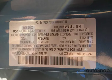 2022 Mazda Cx-5 2.5 S Select z USA, uszkodzony, nr VIN JM3KFBBM0N0564684